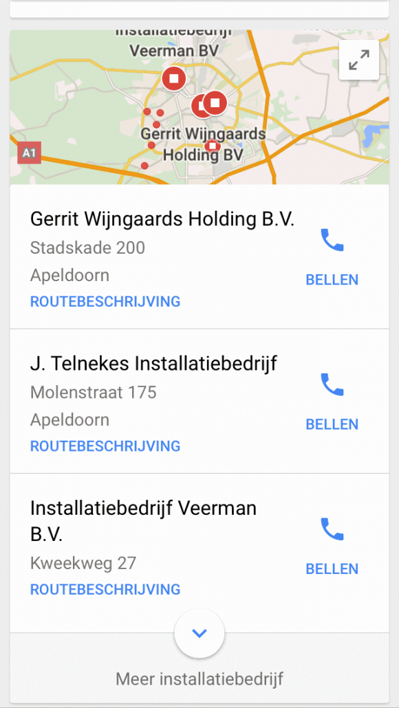 Mobiele Local Stack voor "installatiebedrijf" - locatie Apeldoorn